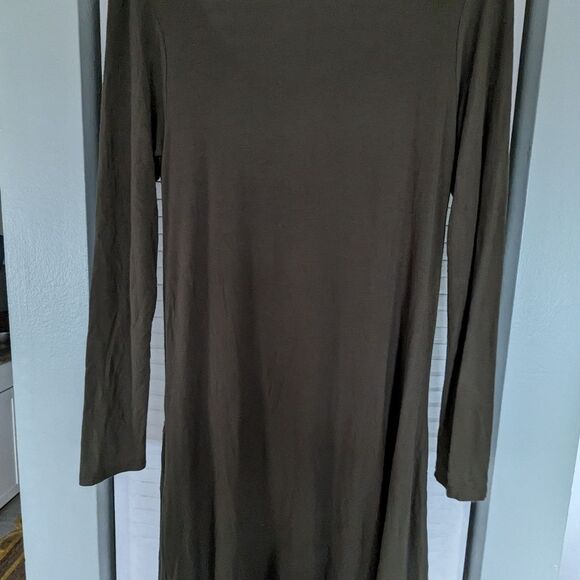 Pistachio Green Tunic Dress S L/S Casual T-shirt Dress Pockets Earth Girl Bohemi - Picture 4 of 6